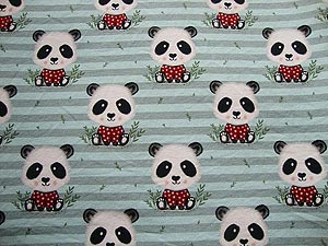 Stoff Nummer 30 - Panda petrol gestreift